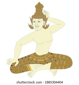 Hermit Datton Or Thai Hermit Exercise For
Relief Of Nausea And Vertigo. With A Vector Illustration.