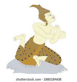 Hermit Datton or Thai Hermit exercise for Relieve a harsh tongue
 with a vector illustration.