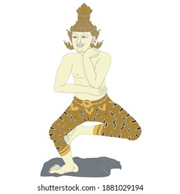 Hermit Datton oder Thai Hermit Übung zur Linderung von Schulterschmerzen mit einer Vektorgrafik.