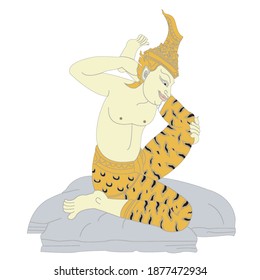 Hermit Datton or Thai Hermit Exercise vector illustration.