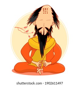 Hermit vector illustration. Ascetic vector illustration. 