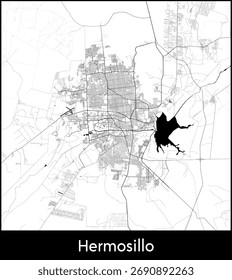Mapa de Hermosillo, México - Afiche de mapa de Vector topográfico