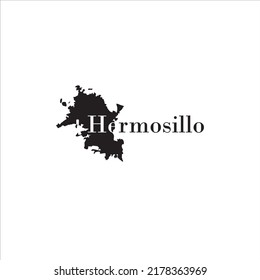 Hermosillo map and black lettering design on white background