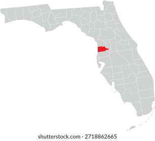 Hernandos County no mapa do estado da Flórida vetor editável