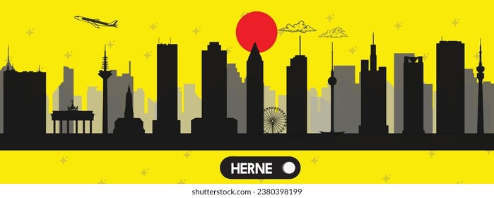Herne , Alemania hermosa ilustración de la línea de horizonte