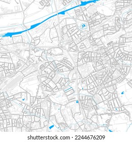 Herne, North Rhine-Westphalia, Germany high resolution vector map with editable paths. Bright outlines for main roads. Use it for any printed and digital background. Blue shapes and lines for water.