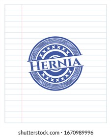 Hernia dibujada con pinceladas. Tinta azul. Ilustración vectorial. Detallado.