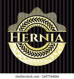 emblema dorado brillante de Hernia. Ilustración vectorial. Detallado.