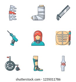 Hernia icons set. Cartoon set of 9 hernia vector icons for web isolated on white background
