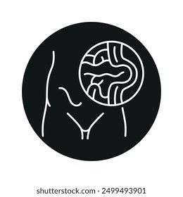 Hernia line black icon. Human diseases sign for web page, mobile app, button, logo. Vector isolated button. Editable stroke.