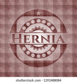 Hernia red emblem with geometric pattern. Seamless.