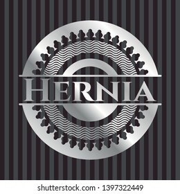 Hernia silvery emblem. Vector Illustration. Mosaic.