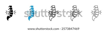 Herniated disc icons in filled and 3 stroke weights