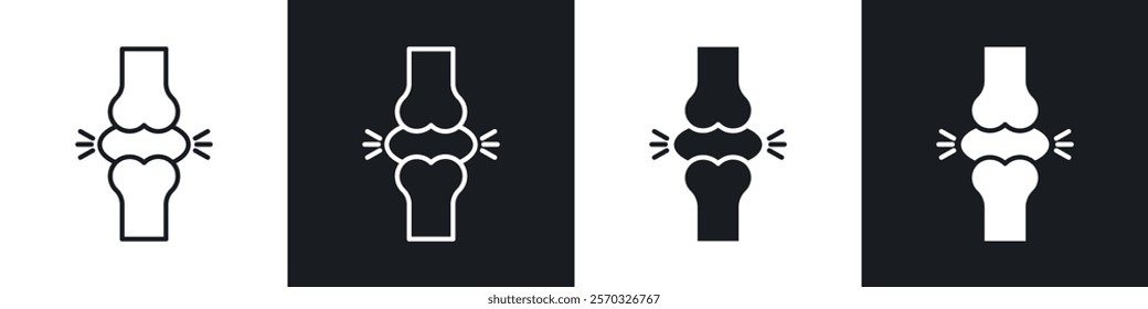 Herniated disc icons vectors set in black. line and flat versions