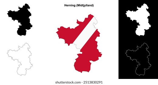 Mapa de Herning município esboço conjunto