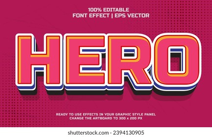 Hero 3d editable vector text style effect