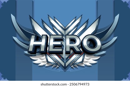 Hero 3D Text Effect With Winged Emblem Logo or Background
