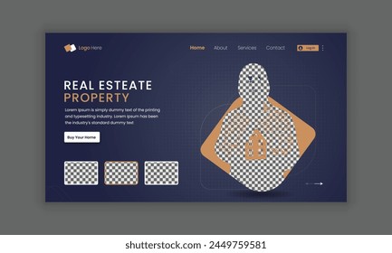 Anuncio héroe para el Sitio web inmobiliario, página de destino con la casa firmada Acuerdo de compra de la propiedad. Concepto de negocio de bienes raíces, comprar una casa. Sitio web inmobiliario moderno diseño UIUX.