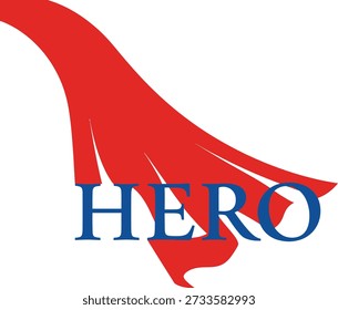Hero cape typography t-shirt design vector illustration for brave leadership strength courageous attitude and powerful motivation projects isolated on transparent background.