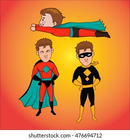 Hero cartoon set vector 10