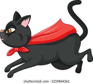 Un gato héroe en la ilustración de fondo blanco
