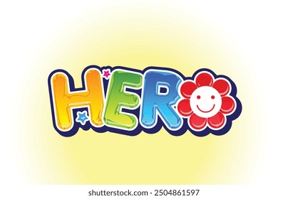 Hero colorful text logo or label vector template