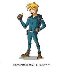 Hero cool cartoon illustration vector