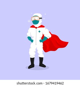 Hero Doctor In Hazmat Suit With Cape 