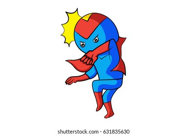 Hero with an expression of anger. Vector Illustration. Isolated on white background.