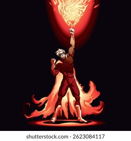 Héroe fuego Ilustración vectorial hecha a mano
