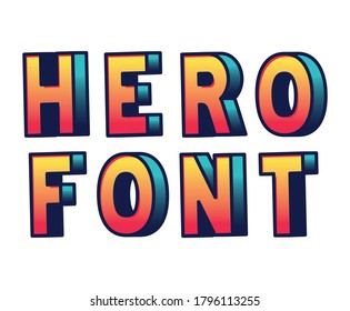 hero font lettering design, typography retro and comic theme Vector illustration