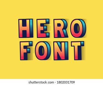 hero font lettering on yellow background design, typography retro and comic theme Vector illustration