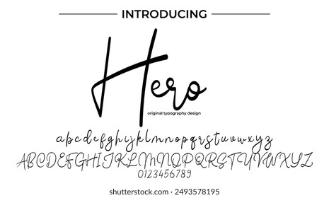 Hero Font Stylish brush painted an uppercase vector letters, alphabet, typeface