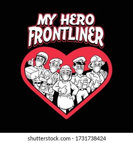the hero frontliner tshirt vector design 