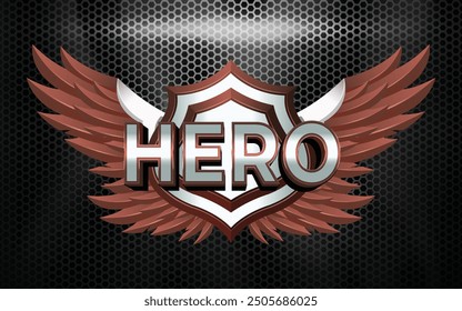 Hero Game Badge 3D with Text Effects