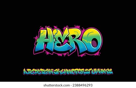 HERO Graffiti tipo de letra efecto de texto, spray y street text style