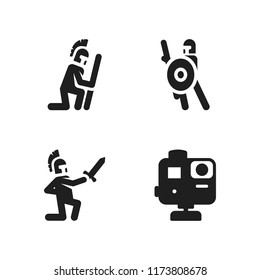hero icon. 4 hero vector icons set. battle, warrior and gopro icons for web and design about hero theme