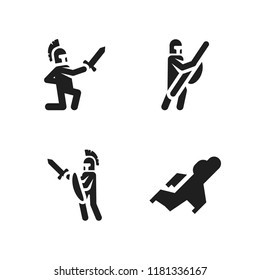 hero icon. 4 hero vector icons set. battle, fighter and warrior icons for web and design about hero theme