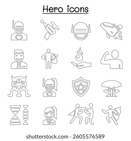 Hero icon set in thin line style