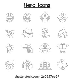 Hero icon set in thin line style