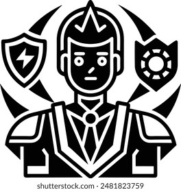 A Hero Icon vector silhouette black and white