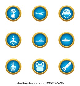 Hero icons set. Flat set of 9 hero vector icons for web isolated on white background