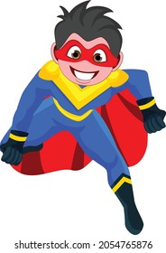 Hero kid cartoon vector art and illustration