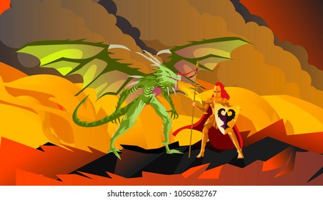 hero knight fighting a dragon