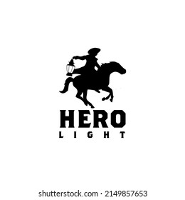 Hero light lantern with riding horse vector logo design