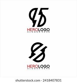 Hero logo design with number elements 6,9, 5 with lightning symbol in negative space.