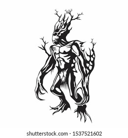 hero man tree game in black and white style