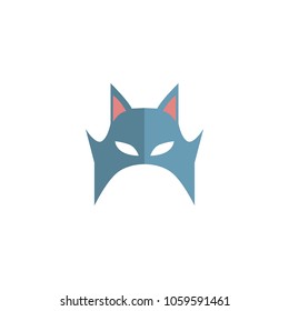 Hero Mask Face Character in flat design template. Vector illustration with white background