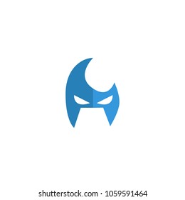 Hero Mask Face Character in flat design template. Vector illustration with white background