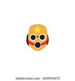 Hero Mask Face Character in flat design template. Vector illustration with white background